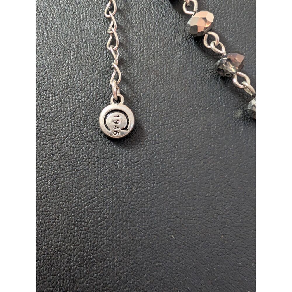 C1946 Gunmetal Crystal Beaded Y-Necklace - Art Deco Pendant - Picture 4 of 8